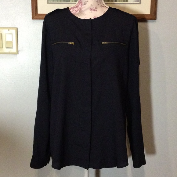 Premise Studio Tops - Premise Studio Navy Blue Blouse